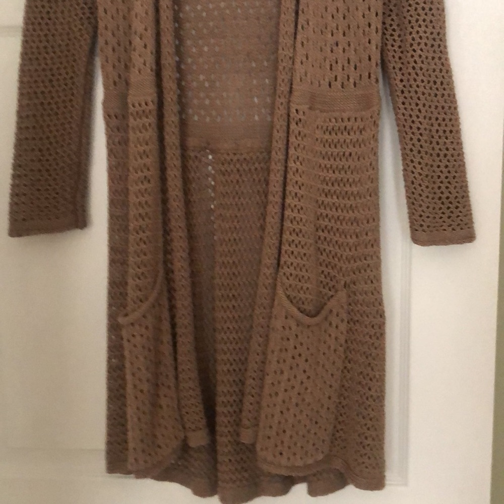 Anthropologie open weave cardigan Patch pockets
Taupe brown - Picture 9 of 12